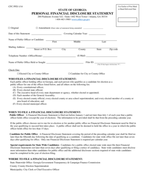 Georgia Personal Financial Disclosure Statement