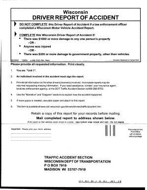 Wisconsin Driver Report of Accident