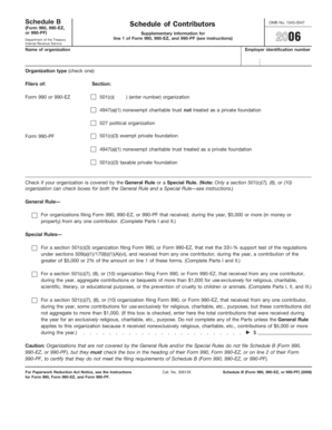 Schedule B Form 990 Contributor Information