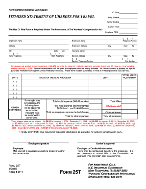 North Carolina Workers' Compensation Travel Expense Form