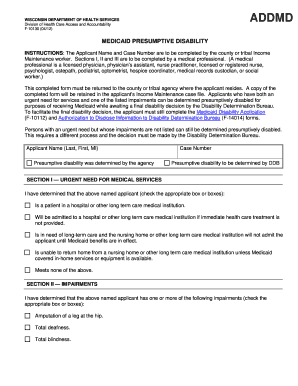Wisconsin Medicaid Presumptive Disability Form