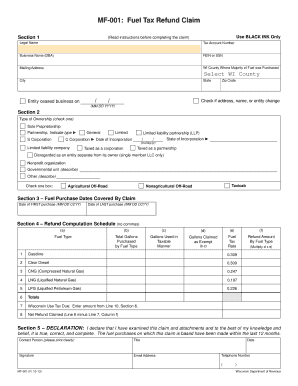 Wisconsin Fuel Tax Refund Claim