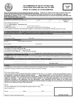NYC STAR Exemption Appeal Form