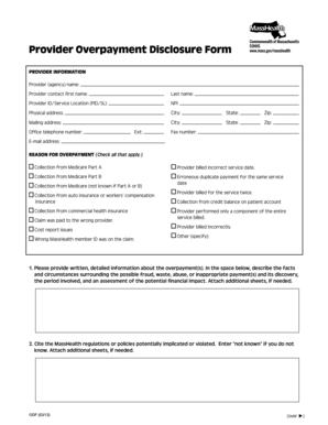Provider Overpayment Disclosure Form