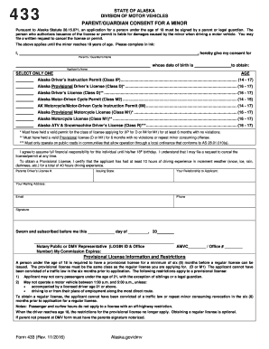 Alaska Parent Guardian Consent for Minor Driver