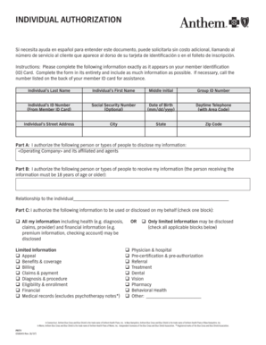 INDIVIDUAL AUTHORIZATION