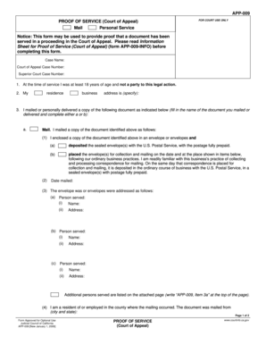 Proof of Service (Court of Appeal)