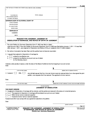 California Judgment of Dissolution of Marriage