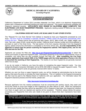 California Physician Live Scan Form