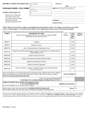Maryland Civil Forms Purchase Order