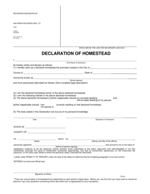 Declaration of Homestead
