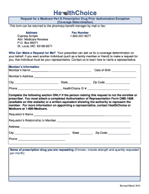 Medicare Part D Prescription Drug Prior Authorization Form