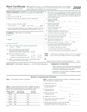 Wisconsin Rent Certificate