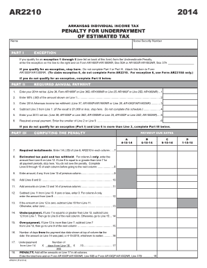 Arkansas Individual Income Tax Penalty Form AR2210