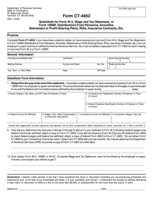 Form CT-4852 Substitute for W-2 or 1099R
