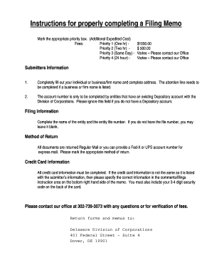 Delaware Filing Memo