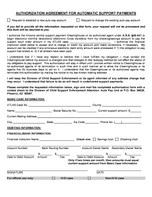 Authorization Agreement for Automatic Support Payments