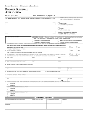 California Broker Renewal Application