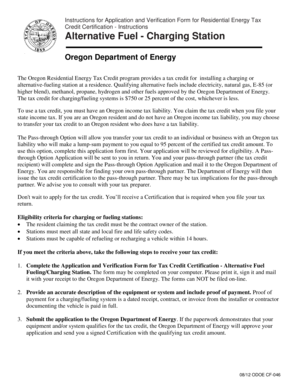 Oregon Residential Energy Tax Credit Application