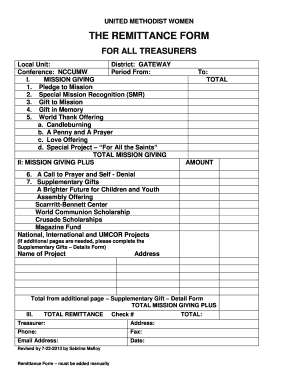 United Methodist Women Remittance Form