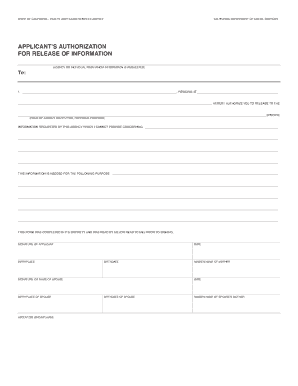 California Authorization for Release of Information