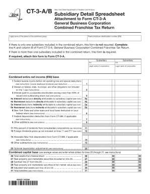 New York State Subsidiary Detail Spreadsheet