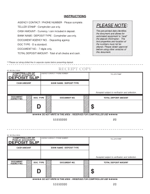 Bank Deposit Slip