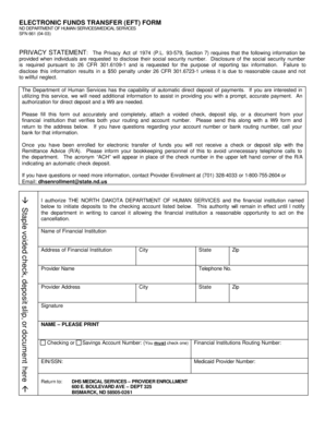North Dakota EFT Authorization Form
