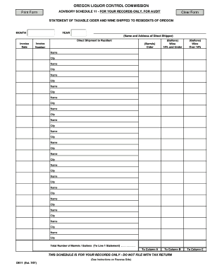 Oregon Cider and Wine Shipment Record