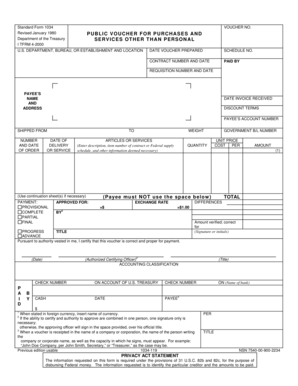 Standard Form 1034 Voucher for Purchases and Services