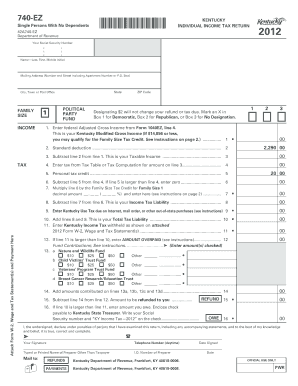 Kentucky 740-EZ Individual Income Tax Return