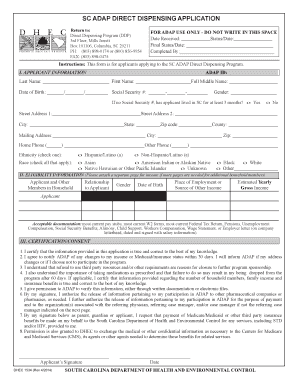 SC ADAP Direct Dispensing Program Application
