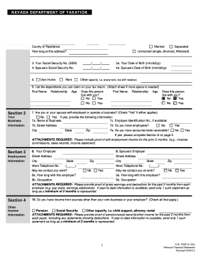Nevada Personal Financial Statement