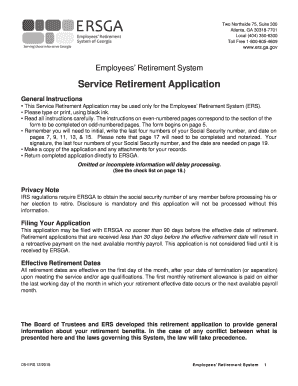 Georgia Service Retirement Application