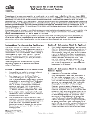 Application for Death Benefits Civil Service Retirement System