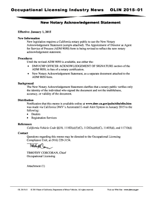 California New Notary Acknowledgement Statement