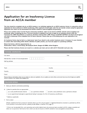 ACCA Insolvency Licence Application