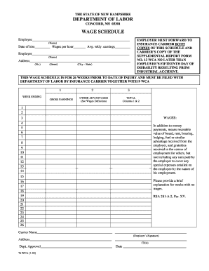 New Hampshire Wage Schedule Form