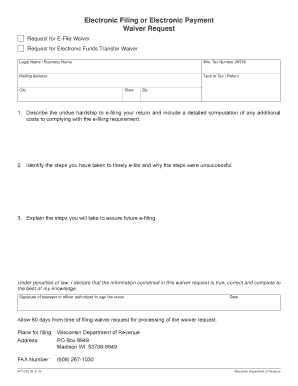 Wisconsin E-File Waiver Request