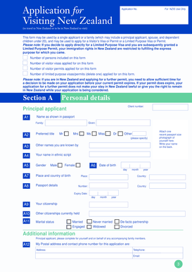 New Zealand Visitor Visa Application Form