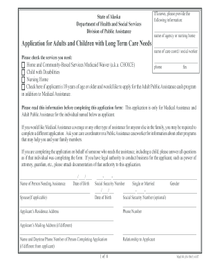 Alaska Medicaid Application for Long Term Care