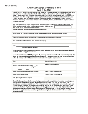 Georgia Lost Title Affidavit