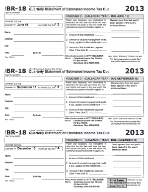 City of Columbus Quarterly Income Tax Payment Voucher