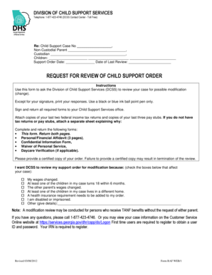 Request for Review of Child Support Order