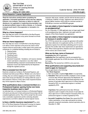 New York Home Inspector License Application