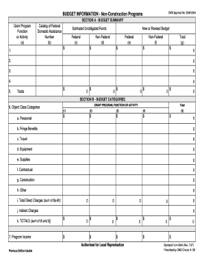 SF-424A Budget Information Form