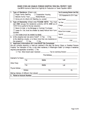 Senior Citizen/Disabled Property Tax Exemption Application
