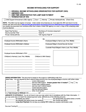 Income Withholding for Support Form FL-195