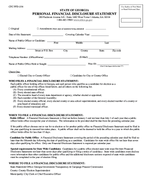 Georgia Personal Financial Disclosure Statement