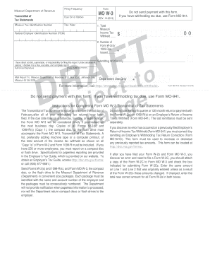 Missouri W-3 Transmittal of Tax Statements